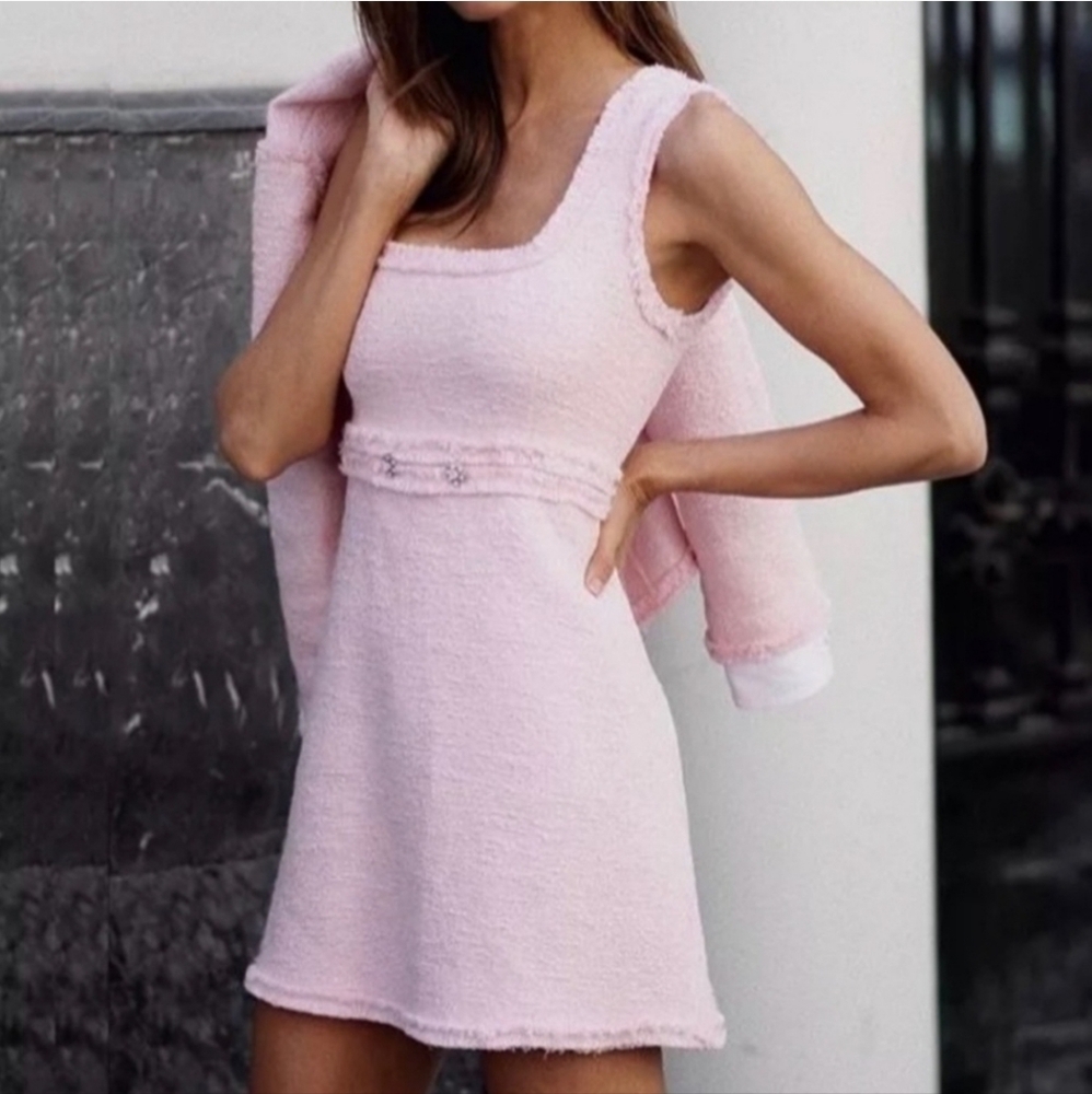 Zara tweed pink mini dress